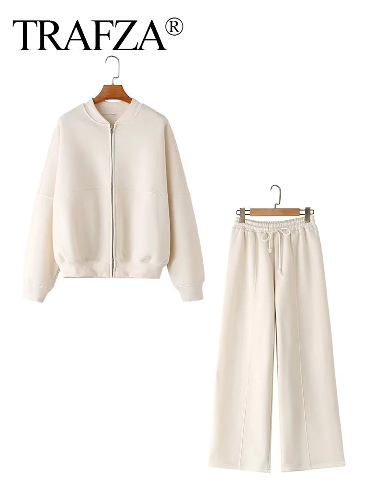 Conjuntos de Calças Cardigan Sólidas