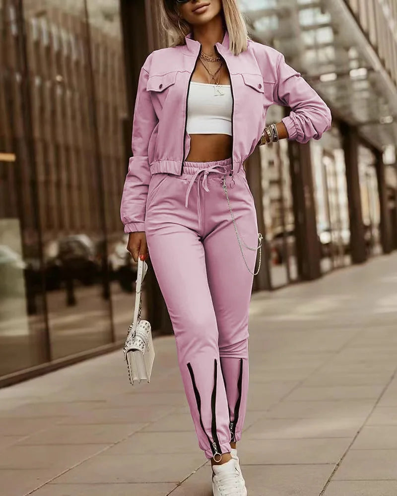 jacket Lápis Calças Conjunto de Duas Peças