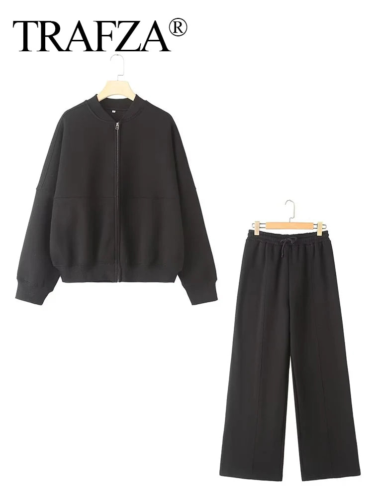 Conjuntos de Calças Cardigan Sólidas