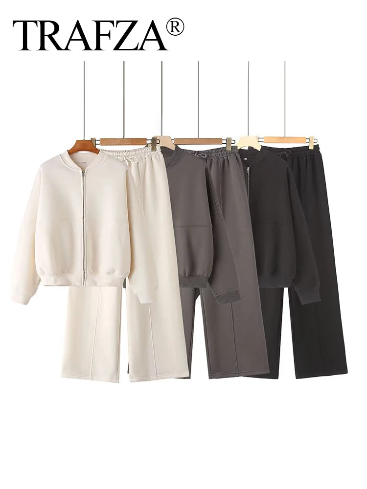 Conjuntos de Calças Cardigan Sólidas