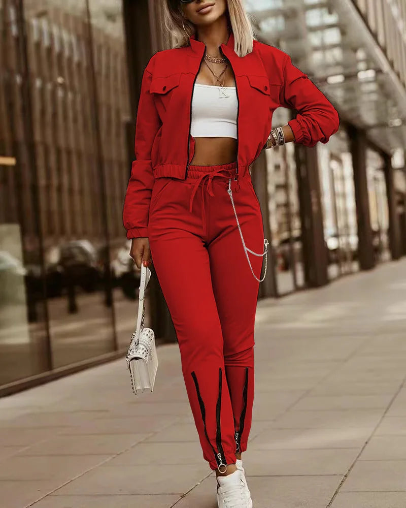 jacket Lápis Calças Conjunto de Duas Peças
