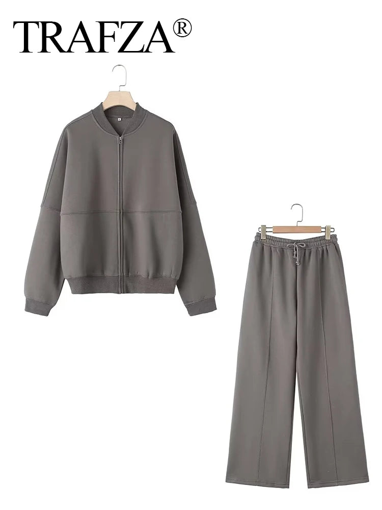 Conjuntos de Calças Cardigan Sólidas